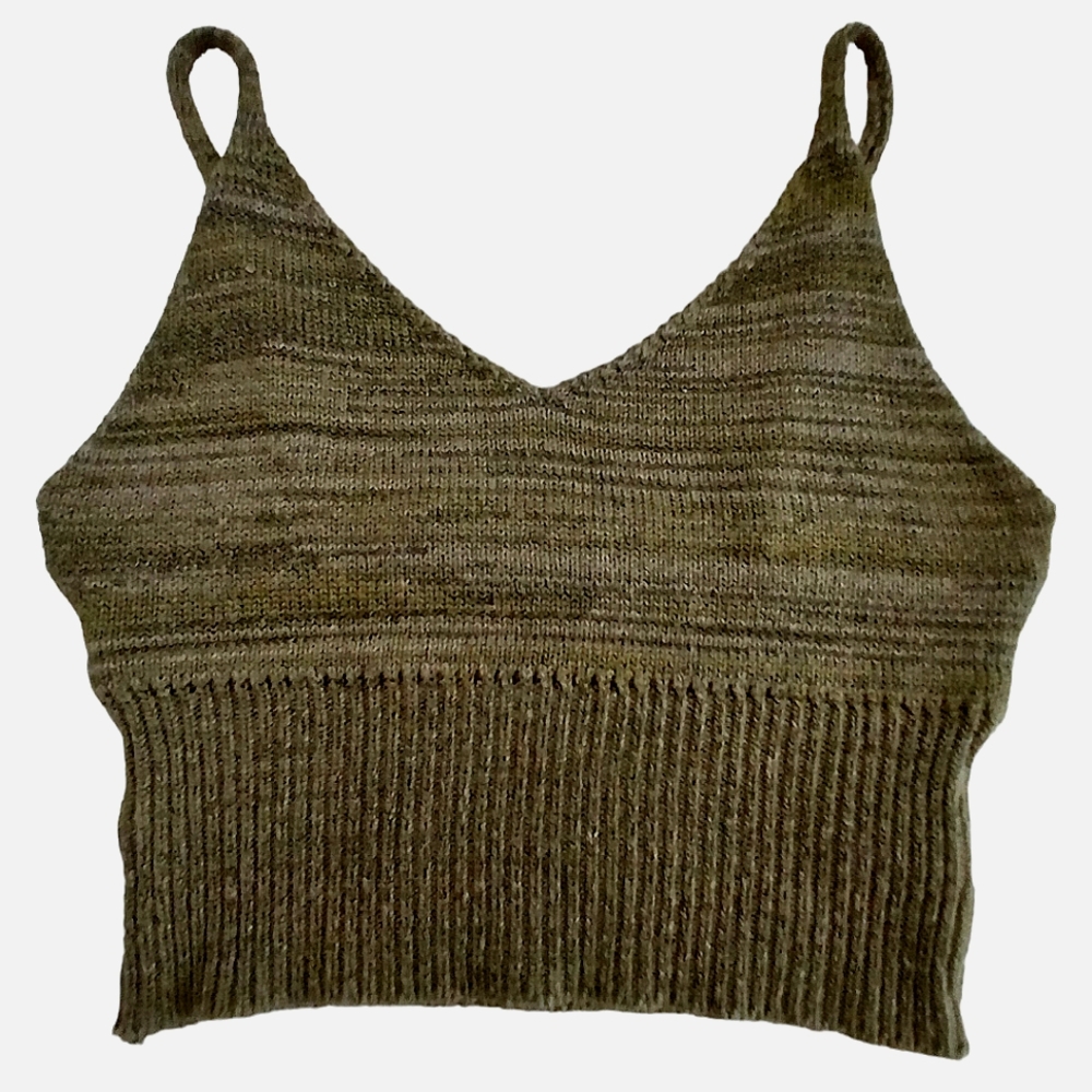 Sweater Knit Crop Tank Top Olive Green Size Small NWOT Boho Knitted Crochet Sexy - Picture 5 of 9